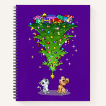 Notebook Trendy Christmas Tree Rich Plum de Mei Yu