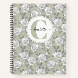 Notebook verde rosa Garden Monograma Sage