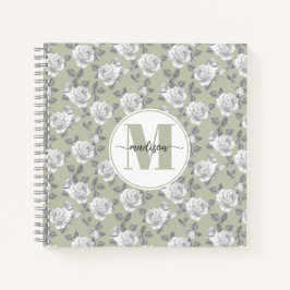 Notebook verde rosa Garden Monograma Sage