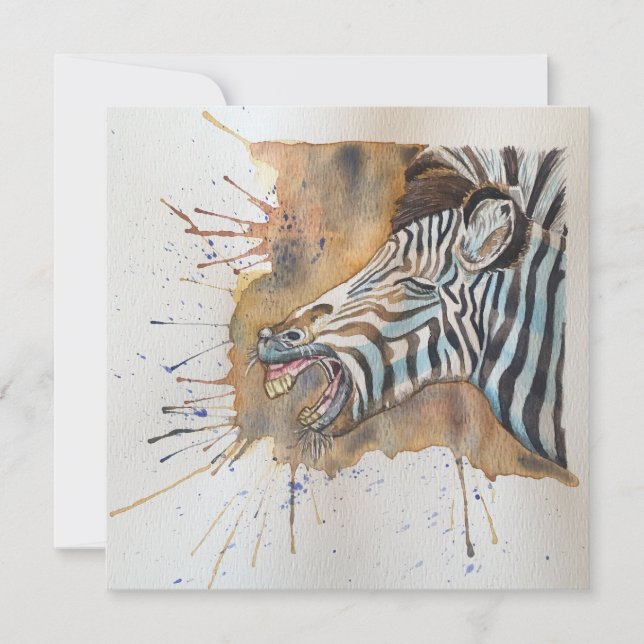 Notecard de estilo de cartão postal Zebra de resso (Frente)