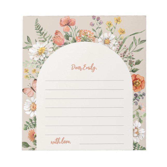Notecards de flor selvagem | Bloco de notas (Frente)