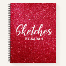 Notepad Do Notebook Do Artista Do Glitter Vermelho