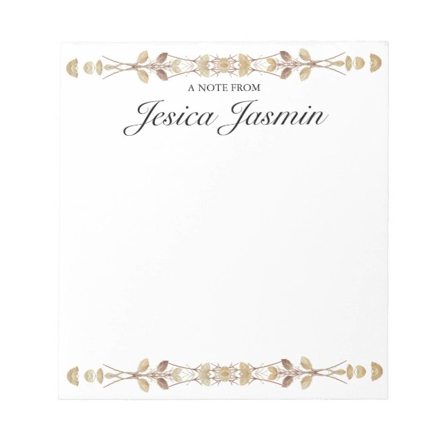 Notepad Floral Personalizado | Bloco de Notas de N (Frente)