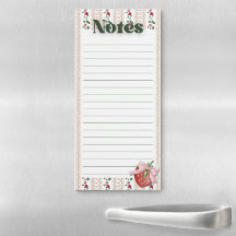 Notepad Magnético De Morango Floral