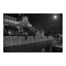 Notre Dame de Paris, lua, noite, Poster