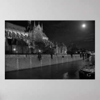 Notre Dame de Paris, lua, noite, Poster