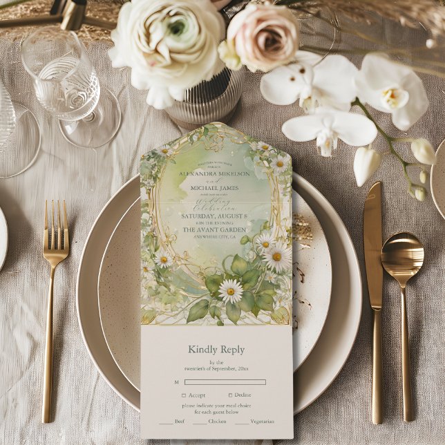Nouveau Daisies Ivory Green Wedding (Criador carregado)