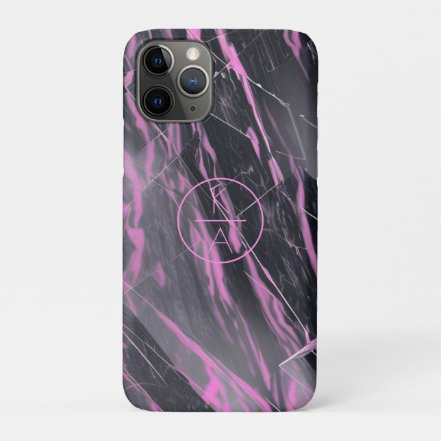 Nova Capas de iphone de Monograma de Mármore Rosa  (Verso)