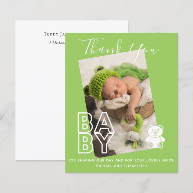 Nova Foto Do Bebê Obrigado Cartões Orçamento Moder (Frente/Verso)