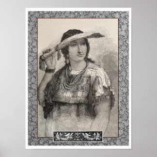 NOVA IMPRESSÃO 1800s MULHER AMERICANA NATIVA