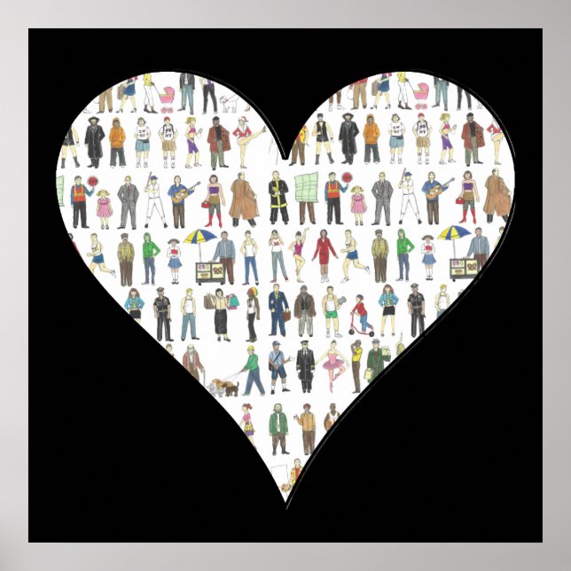 Nova Iorque Black Heart NYC Art Poster (Frente)