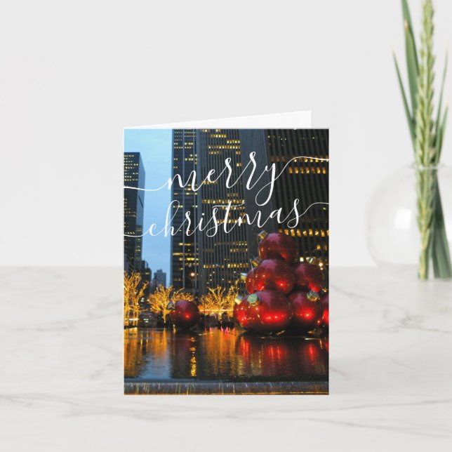 Nova Iorque Holiday Lights Feliz Cartão de Natal (Frente)