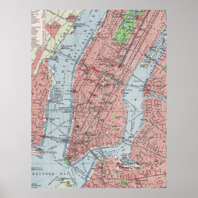 Nova Iorque, Manhattan, mapa de colheita, poster (Frente)