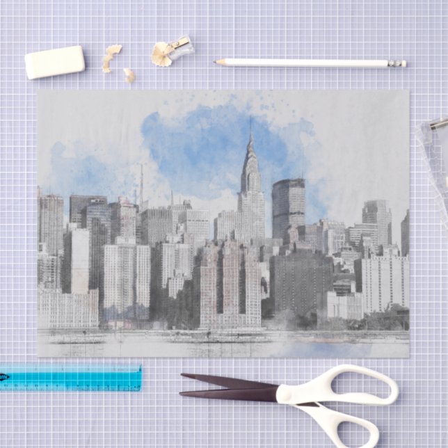 Nova Iorque Manhattan - Papel Tecidual Skyline (Arte )