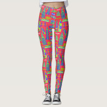 Nova Iorque Pattern Red Leggings