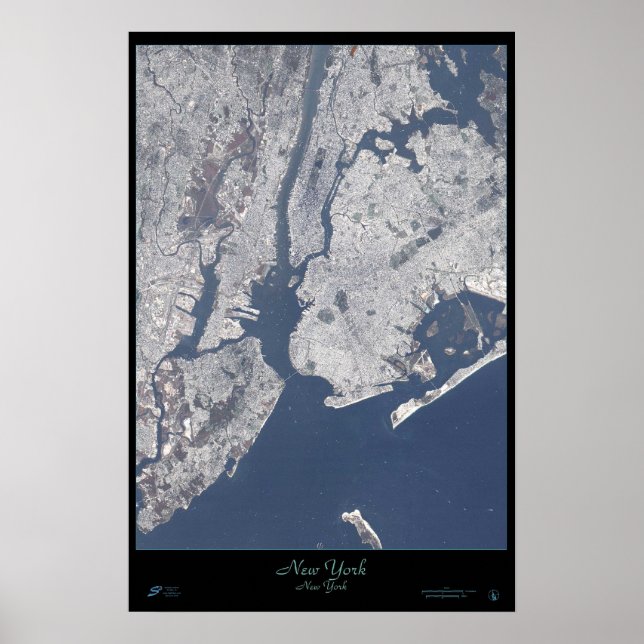 Nova Iorque, poster de satélite de Nova Iorque (Frente)