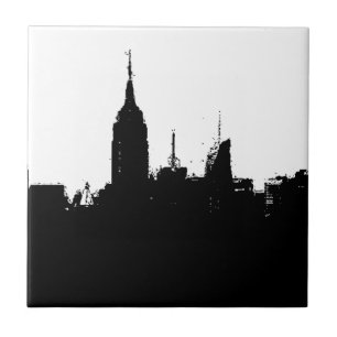 Nova Iorque Skyline Silhouette Square Azulejo