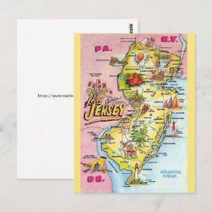 Nova Jersey Colorida Ilustrada Cartão Postal