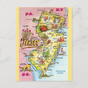 Nova Jersey Colorida Ilustrada  Cartão Postal