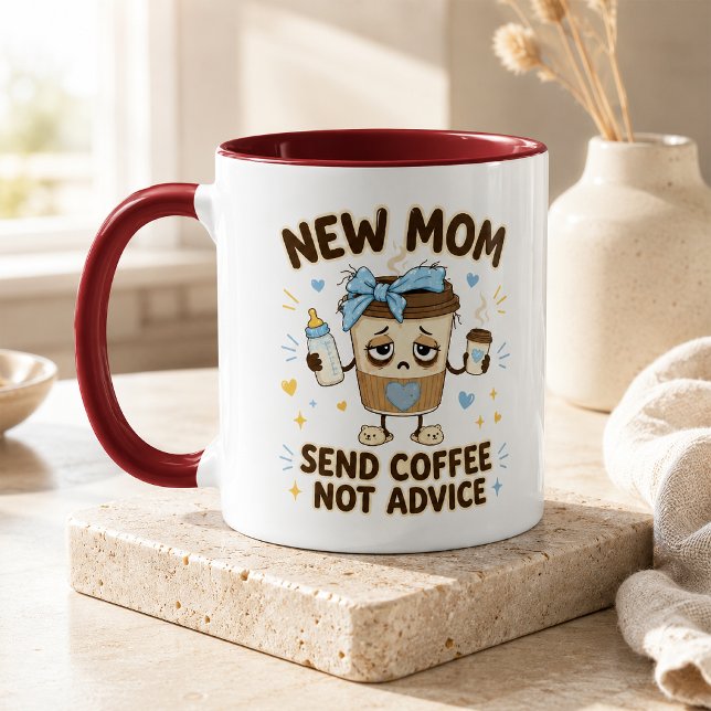 Nova Mãe Envie Café Não Conselhos Caneca Vermelha  (New Mom Send Coffee Not Advice Funny New Mom Mug)