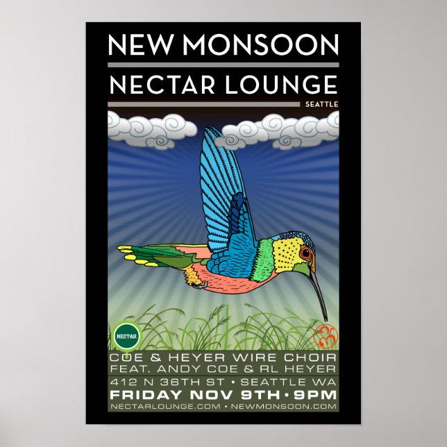 Nova Montão Nectar Lounge Seattle WA 2012 Poster (Frente)