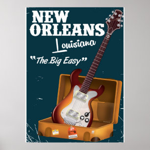 Nova Orleans Louisiana poster de violão elétrico