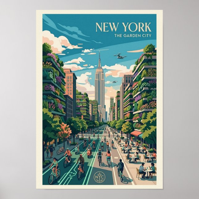 Nova York A Cidade Jardim Arte de Poster de Viagem (Frente)