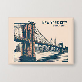 Nova York Brooklyn Bridge Skyline Bold Retro Viage