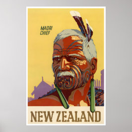 Nova Zelândia Impressão Cartaz Chefe Maori Arte de