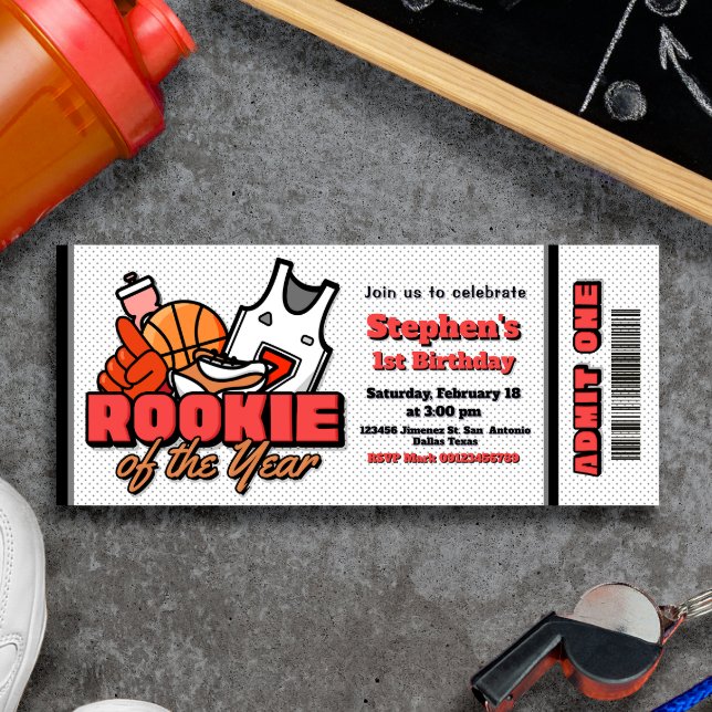Novato do Ano - Convite para ingresso de basquete (Rookie of the Year - Basketball Ticket Invitation)