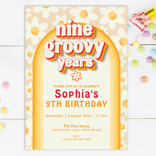 Nove anos de Groovy 9.º Convite de Aniversário R