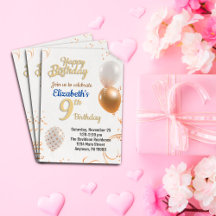 Nove anos de idade, convite de aniversário para me