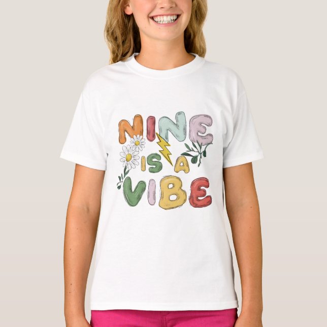 Nove é uma camiseta Vibe Birthday (Frente)