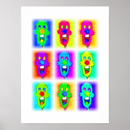 Nove Palhaços Carecas Coloridos: Poster