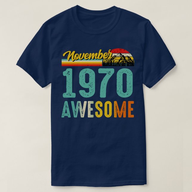 Novembro De 1970 Camisa De Presente De Aniversário (Frente do Design)
