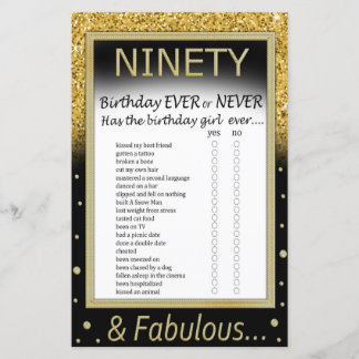 Noventa Aniversário Nunca ou Nunca Jogo