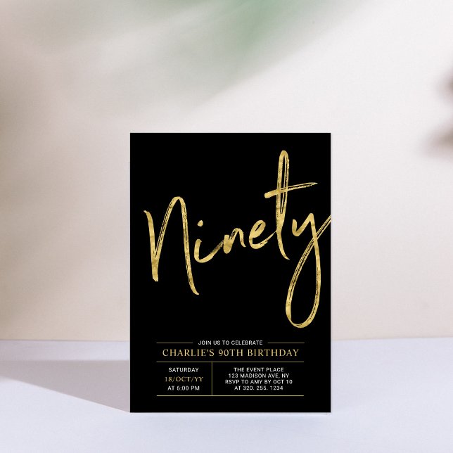 Noventa | Convite de Aniversário de 90 anos Modern (Criador carregado)
