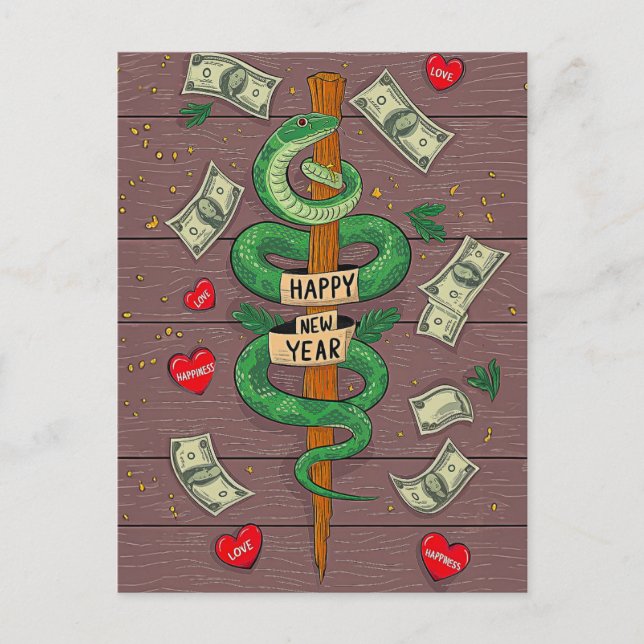 Novo Ano Chinês Do Cartão Postal Cobra 2025 (Frente)