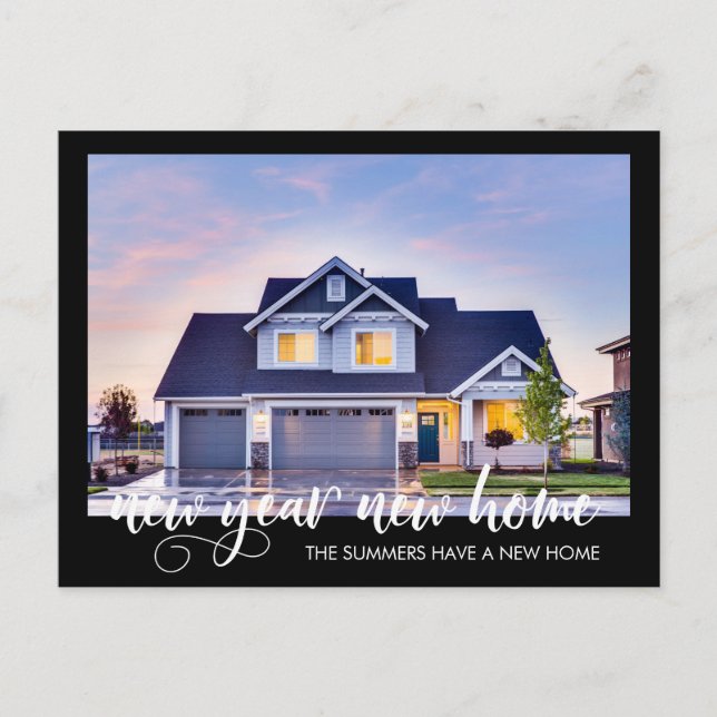 Novo Ano Nova Casa Anúncio de Mudança Foto Script (Frente)