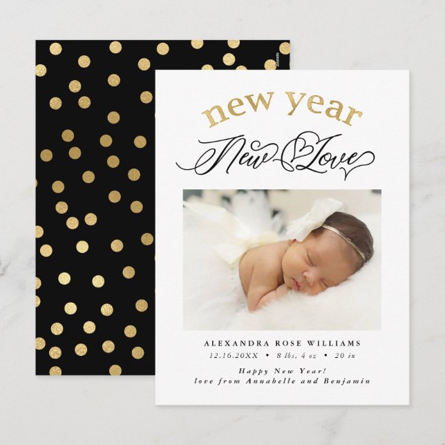 Novo Ano Novo Anúncio de Foto de Nascimento do Amo (Frente/Verso)