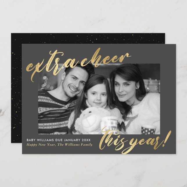 Novo Ano Novo Anúncio de Gravidez de Foto para Beb (Frente/Verso)