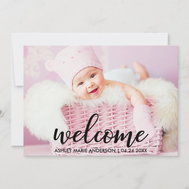 Novo Anúncio de Bebê de Boas-Vindas Moderno (Frente)