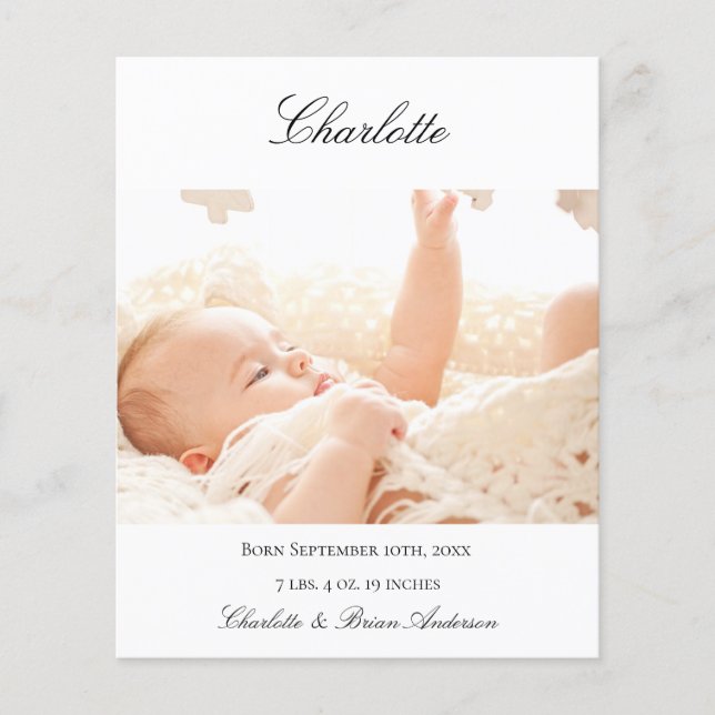 Novo anúncio de boas-vindas ao bebê (Frente)