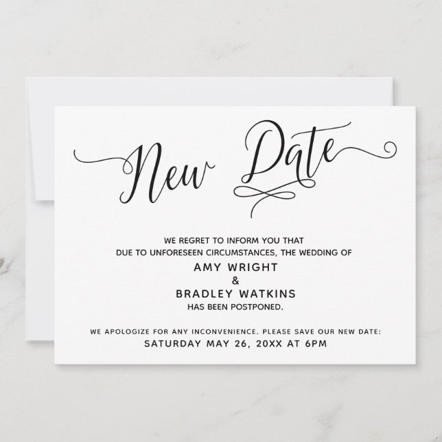 Novo Anúncio de Casamento Adiado (Frente)