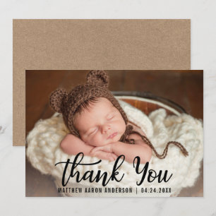 Novo Bebê Obrigado Escrita De Blade Cartão Kraft