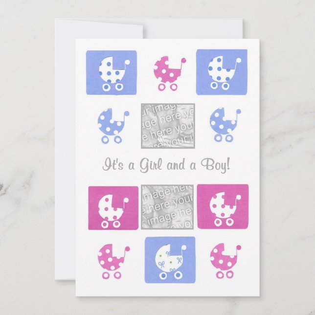 Novo Cartão com fotos de lançamento das gêmeas beb (Frente)