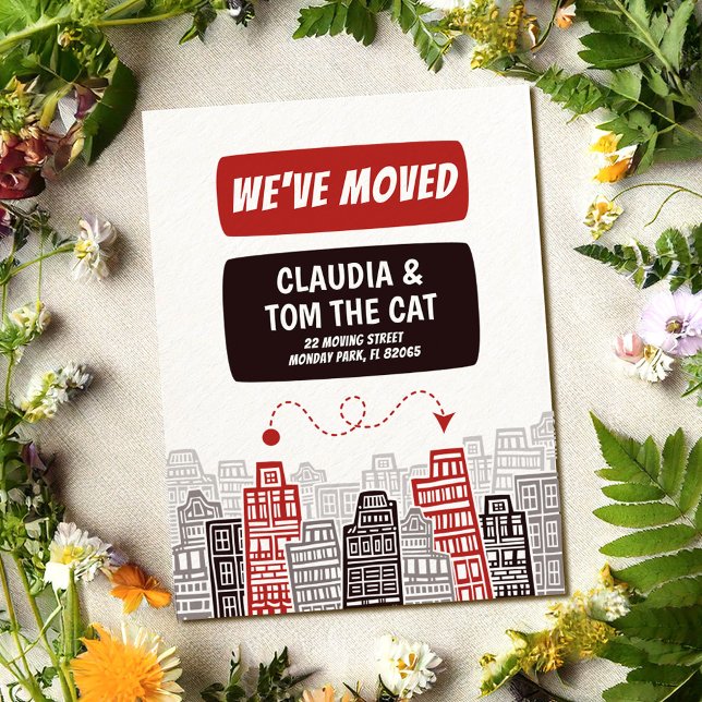 novo cartão de anúncio de mudança de endereço (Criador carregado)