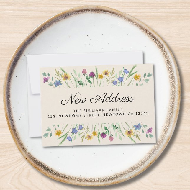 Novo Cartão de Anúncio de Mudança Floral de Endere (Criador carregado)
