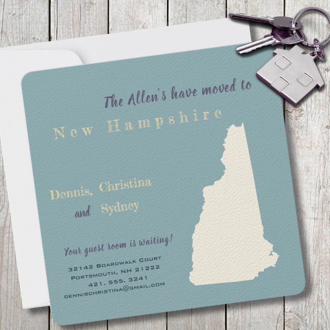 Novo Cartão de Anúncio Móvel de Nova Hampshire (Moving to New Hampshire? Send your friends and family a beautiful personalized announcement!)