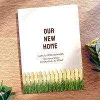 Novo cartão de endereço com cerca de piquete e jar